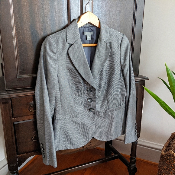 Ann Taylor Jackets & Blazers - Ann Taylor Structured Gray Wool Silk Career Blazer